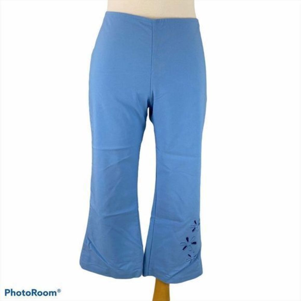 4/$30 🌿 725 Blue Capris‎ with Flower Stencil
